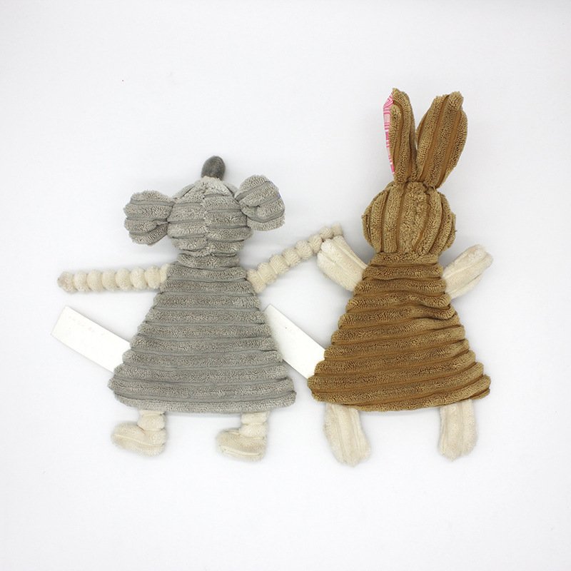 Squeaky Corduroy Dog Toy – Mouse & Rabbit Designs - Image 8