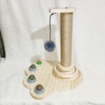Solid Wood Cat Toys – Turntable, Feathers, and Play Columns