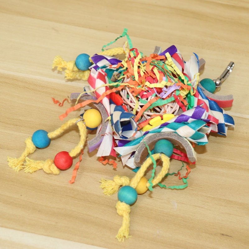 Colorful Paper Bird Cage Pendant - Stimulating Parrot Toy – Image 8