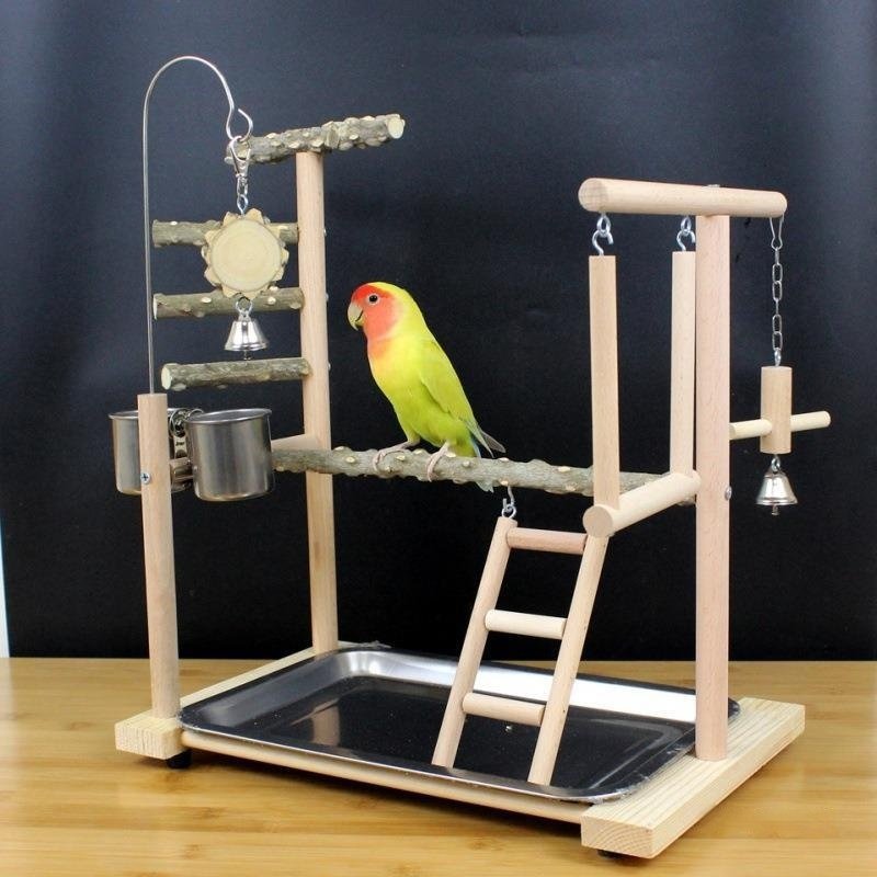 Natural Wood Parrot Toy Stand