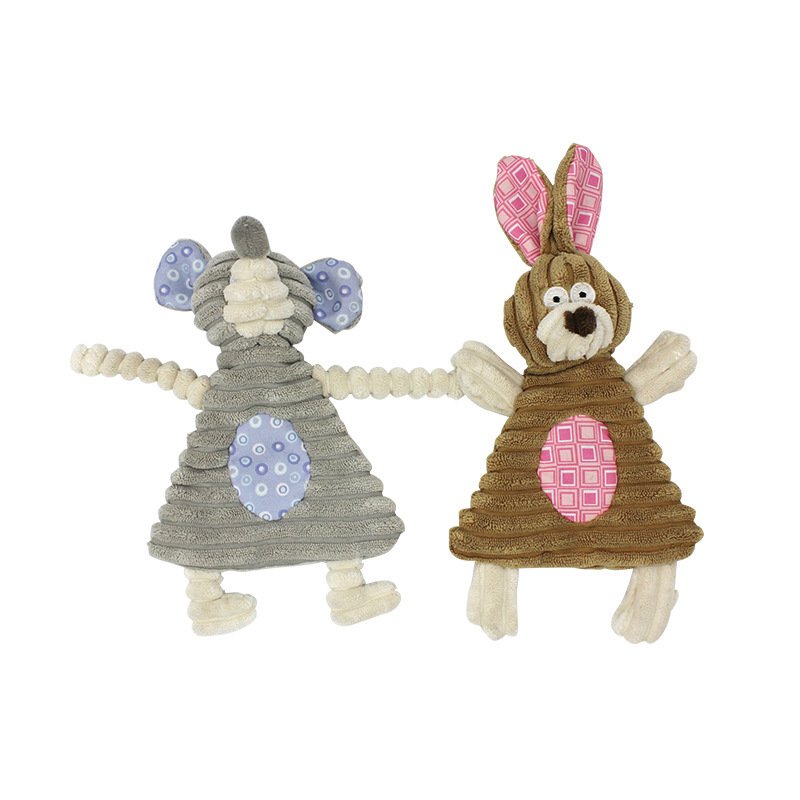 Squeaky Corduroy Dog Toy – Mouse & Rabbit Designs - Image 2