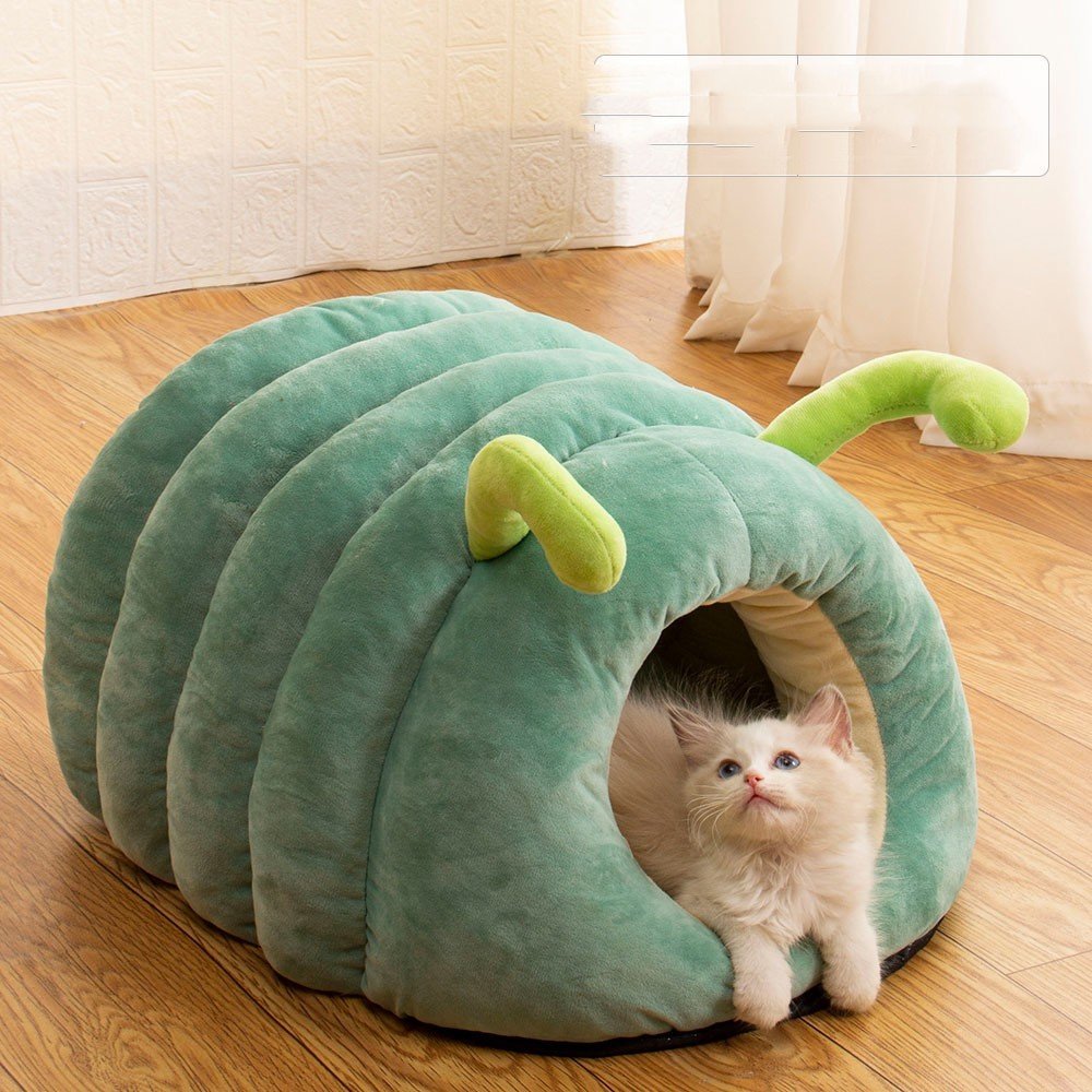 Caterpillar-Shaped Plush Pet Bed - Image 4