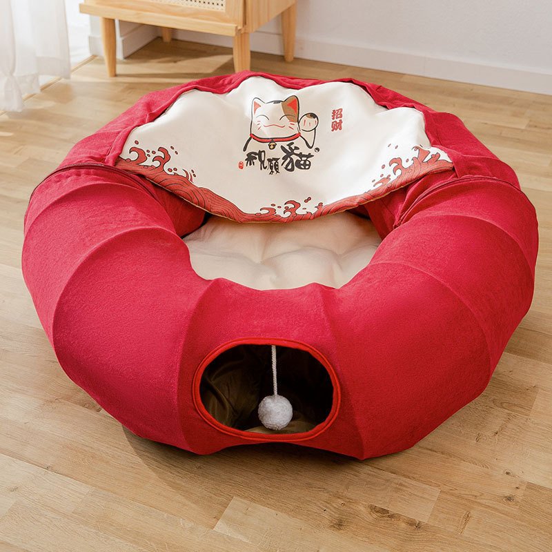2-in-1 Cat Tunnel – Toy & Cozy Nest – Image 5
