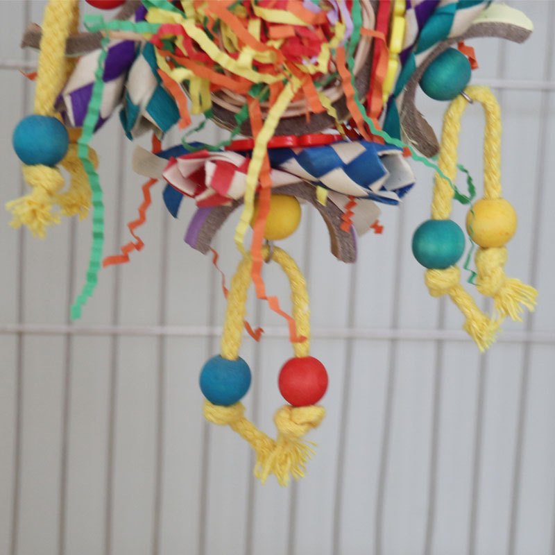 Colorful Paper Bird Cage Pendant - Stimulating Parrot Toy – Image 7