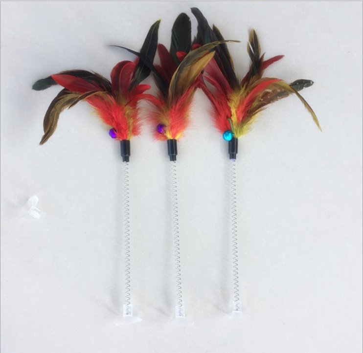 Solid Wood Cat Toys – Turntable, Feathers, and Play Columns – Image 2