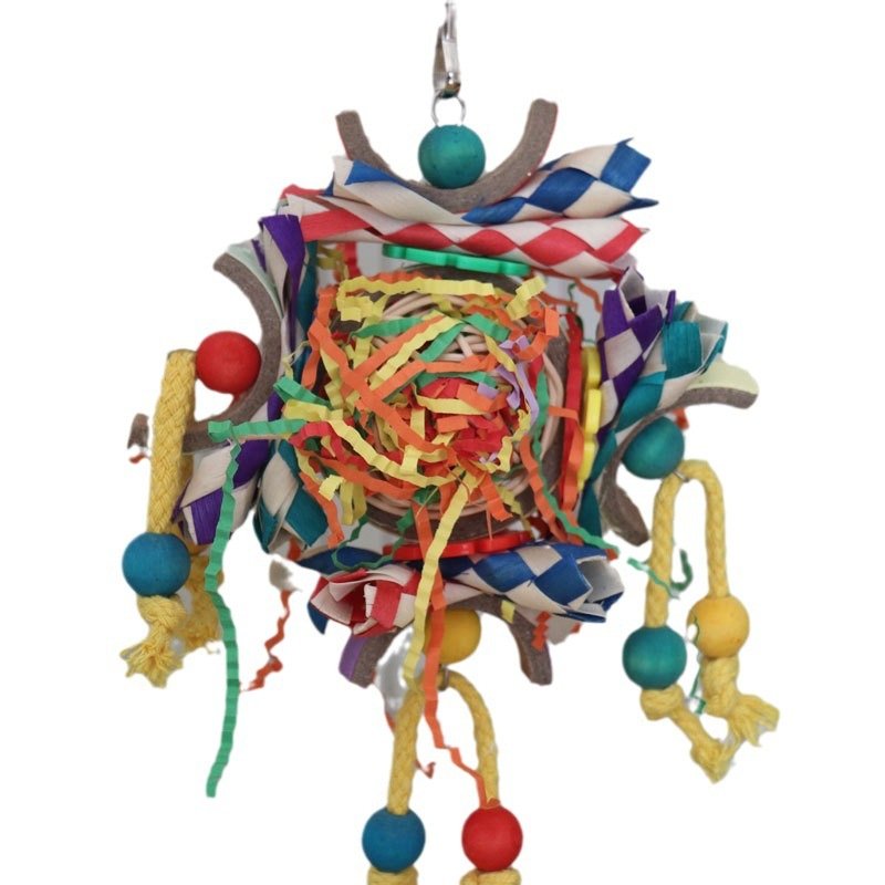 Colorful Paper Bird Cage Pendant - Stimulating Parrot Toy – Image 4