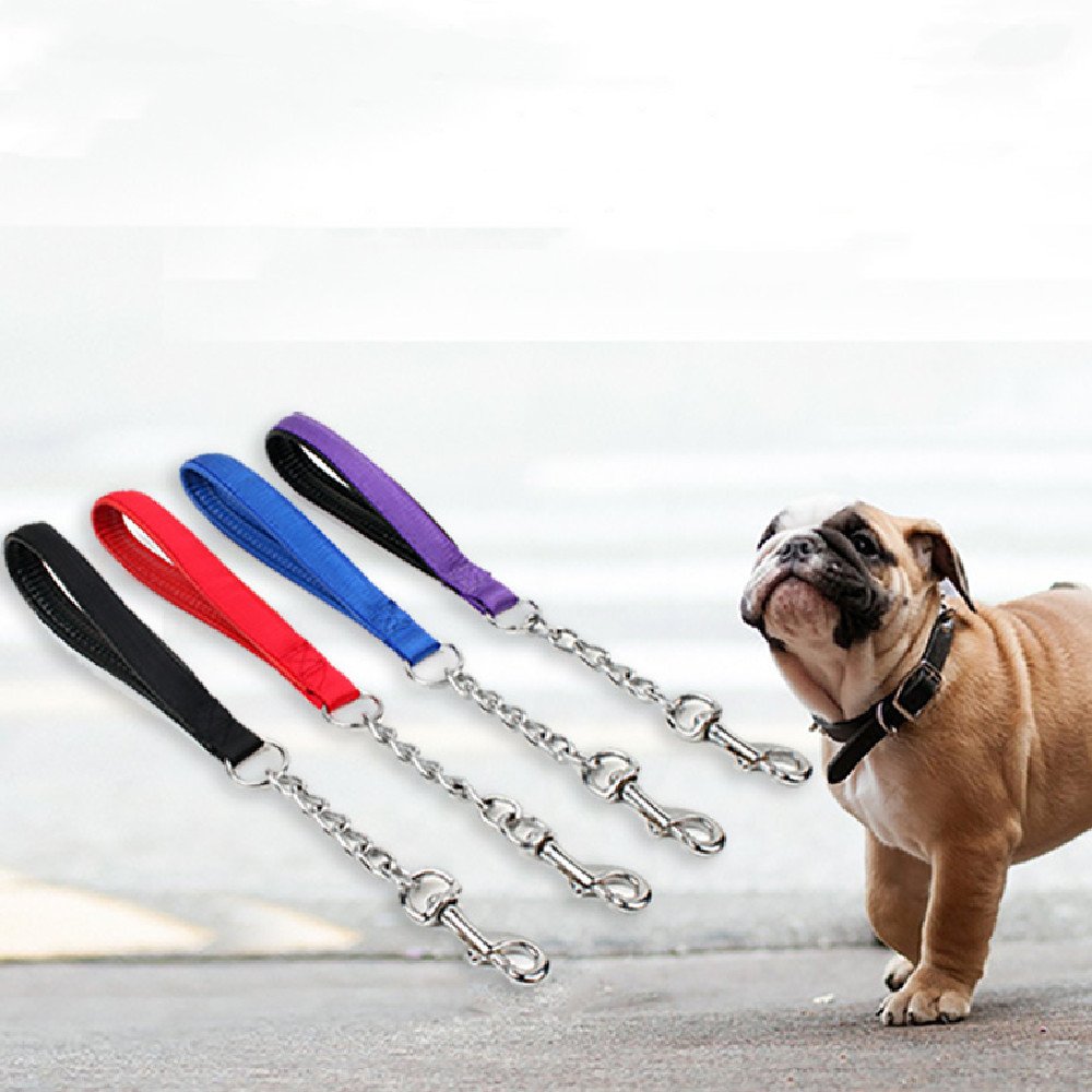 Dog Leash - Nylon Handle and Metal Chain Leash