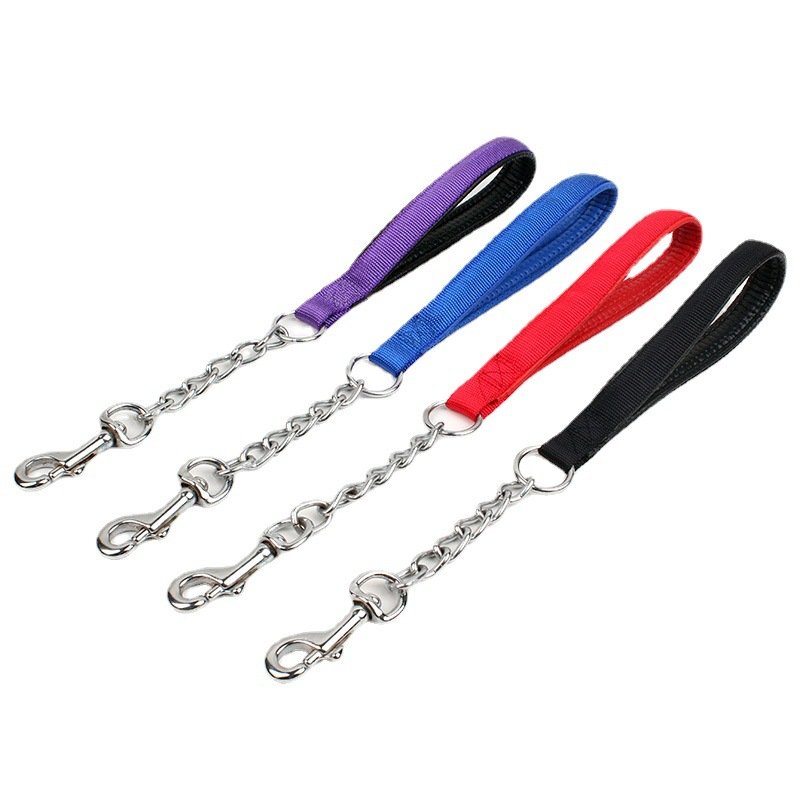 Dog Leash - Nylon Handle and Metal Chain Leash – Image 3